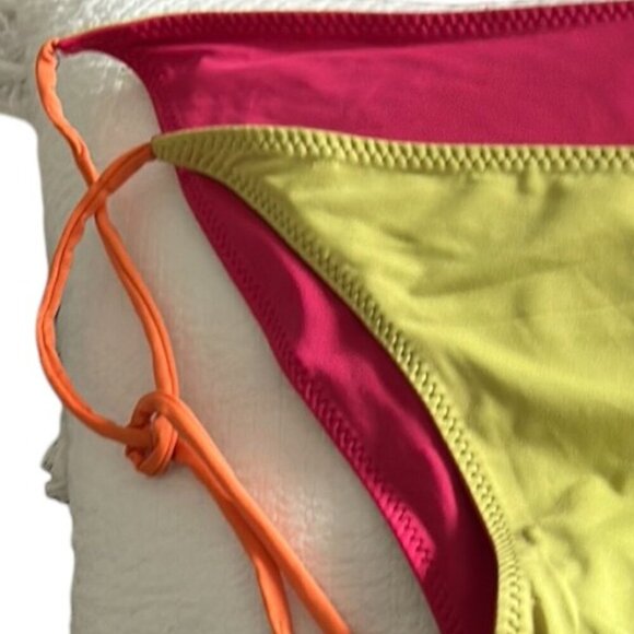 New ColorBlock Reversible Bikini Bottom - Size L | Maui & Sons Side-Tie Hipster - Picture 3 of 14
